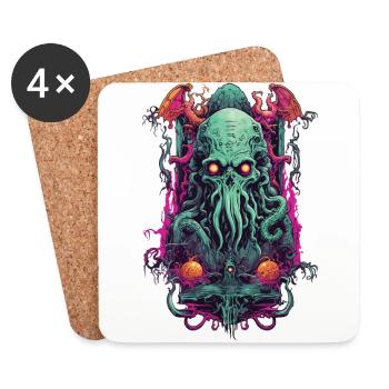 Gothic Cthulhu Demon Halloween Monster Design - Coasters (set of 4) - white - Front
