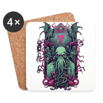 Goule gothique démon Halloween monstre Design - Dessous de verre (lot de 4) - blanc - Devant