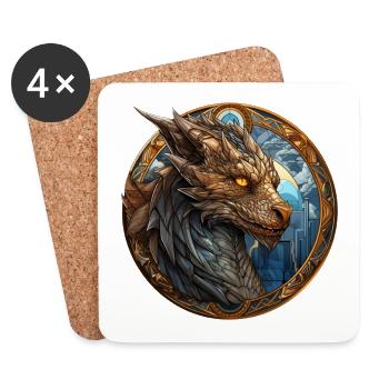 Dragon creature Franzi, the guardian of the world. - Coasters (set of 4) - white - Front