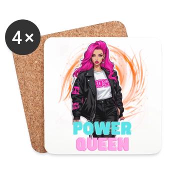 Power Queen - für die starke, selbstbewußte Frau - Untersetzer (4er-Set) - Weiß - Vorne