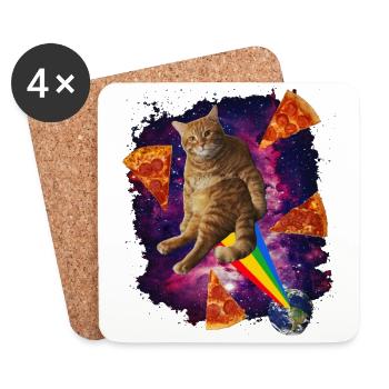 Space Cat Pizza Rainbow Mega Mix - Coasters (set of 4) - white - Front