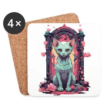 Goth Pastel Sphynx Cat Mystical and Cute - Coasters (set of 4) - white - Front