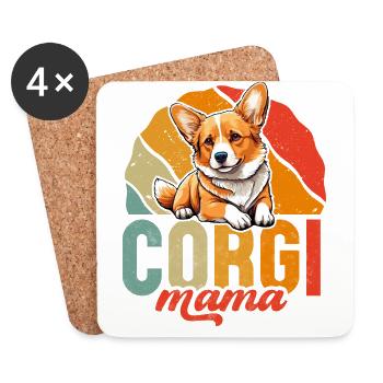 Corgi Mama - Dessous de verre (lot de 4) - blanc - Devant