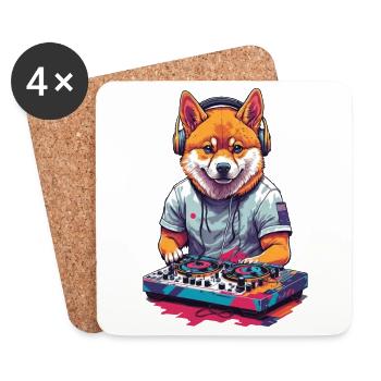 Shiba Inu DJ Hund Musik und Hundeliebe Design - Untersetzer (4er-Set) - Weiß - Vorne