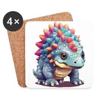 Niedlicher Pastell Ankylosaurus Dino Comic - Untersetzer (4er-Set) - Weiß - Vorne
