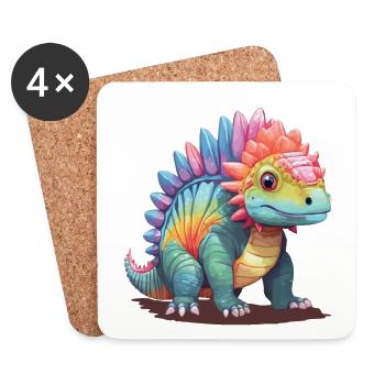 Pastell Stegosaurus Dinosaurier für Kinder - Untersetzer (4er-Set) - Weiß - Vorne
