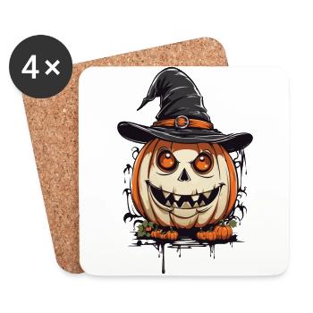 Magischer Hexen Kürbis lustiger Halloween Look - Untersetzer (4er-Set) - Weiß - Vorne