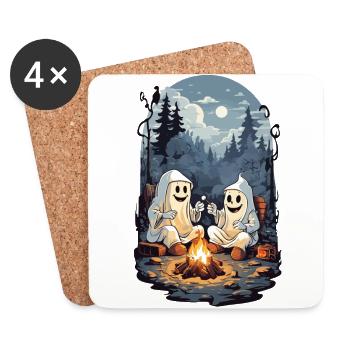 Halloween Fantômes Feu De Camp Enfants Dessin Animé - Dessous de verre (lot de 4) - blanc - Devant