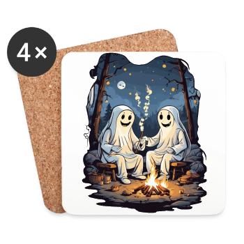 Halloween Geister Camping Kinder Cartoon - Untersetzer (4er-Set) - Weiß - Vorne