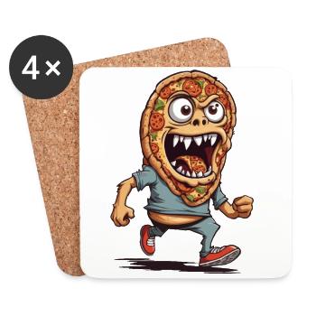 Monster Pizza Filmabend Halloween Lustiges Design - Untersetzer (4er-Set) - Weiß - Vorne