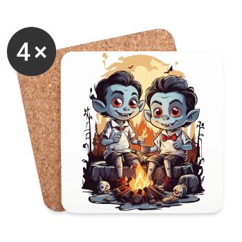 Funny Vampire Kids Halloween Campfire - Coasters (set of 4) - white - Front