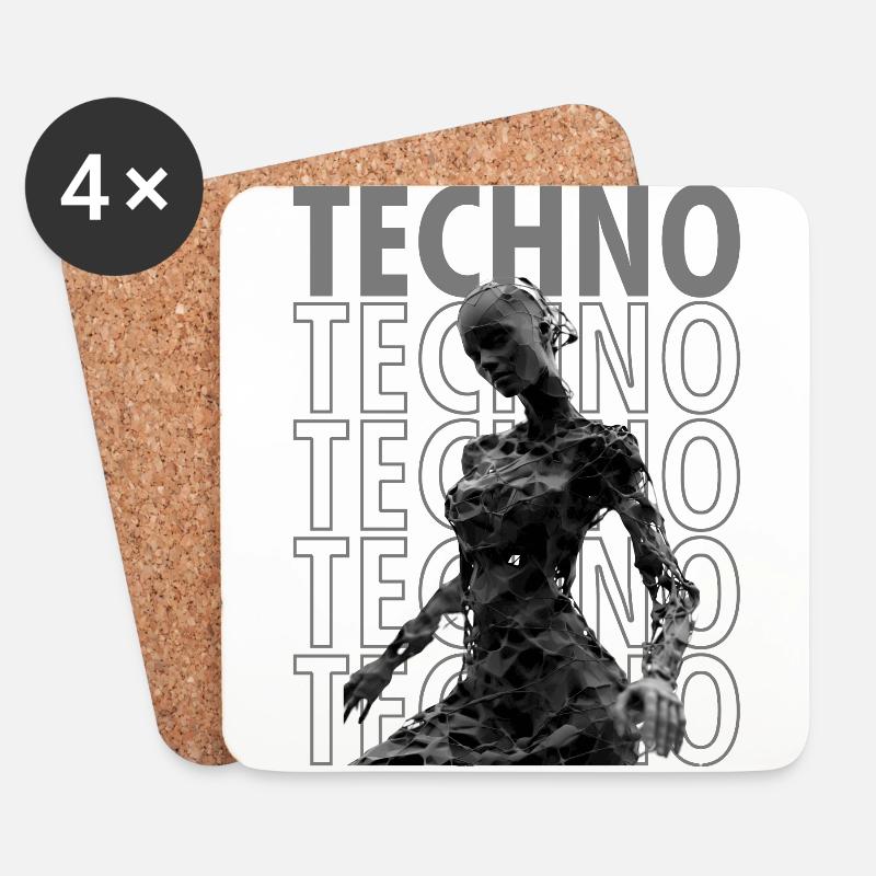 techno girl - Untersetzer (4er-Set) - Weiß