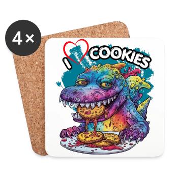 I LOVE COOKIES, Monster, Food, Fun, Fun, Cookies, - Coasters (set of 4) - white - Front
