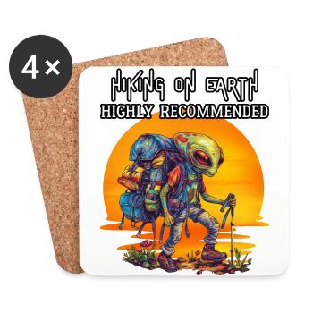 Randonnée sur Terre fortement recommandée. Alien, Randonnée - Dessous de verre (lot de 4) - blanc - Devant