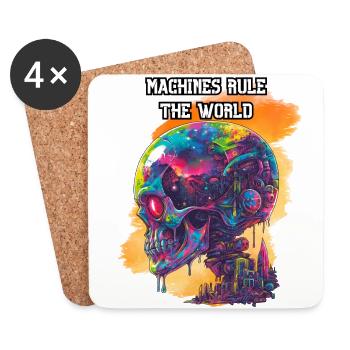 Machines rule the world. Scifi, Future, High-Tech - Coasters (set of 4) - white - Front