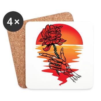 Sonne Blume Tod Skelett Sonnenuntergang Jenseits - Untersetzer (4er-Set) - Weiß - Vorne