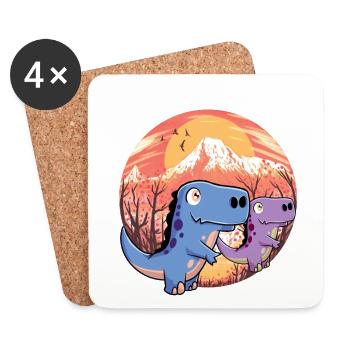 Drachen Märchenfigur Fantasy Kinder Dinos Baby - Untersetzer (4er-Set) - Weiß - Vorne