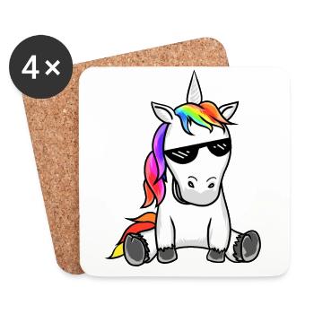 Sonnenbrille Einhorn Fabel Einhörner Brille cool - Untersetzer (4er-Set) - Weiß - Vorne