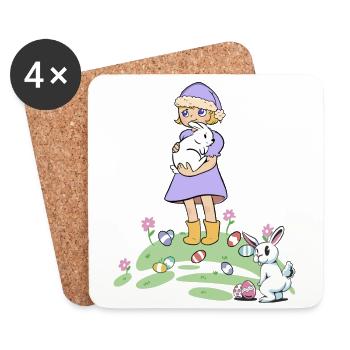 Ostern Osterhase Kinder Kaninchen Ostereier Eier - Untersetzer (4er-Set) - Weiß - Vorne