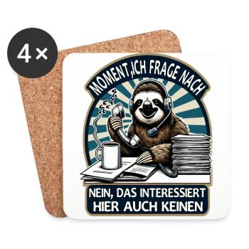 Moment Ich Frage Nach Faultier Call-Center - Untersetzer (4er-Set) - Weiß - Vorne