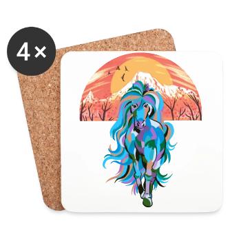 Wildnis Fantasy Wildpferd Pferde Pony Hengst bunt - Untersetzer (4er-Set) - Weiß - Vorne