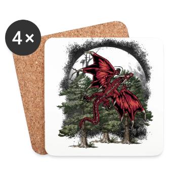 Fabelwesen Drachen Wald Wildnis Wild Fantasy - Untersetzer (4er-Set) - Weiß - Vorne