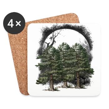 Dark, Wilderness, Nature, Forest, Flora, Horror, Occult, Tree - Coasters (set of 4) - white - Front