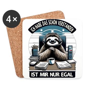 lustiger faLustiger Faultier Spruch Ich Habe Das S - Untersetzer (4er-Set) - Weiß - Vorne