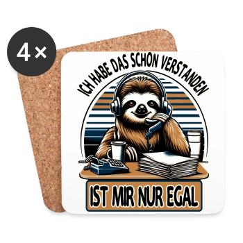 lustiger faLustiger Faultier Spruch Ich Habe Das S - Untersetzer (4er-Set) - Weiß - Vorne