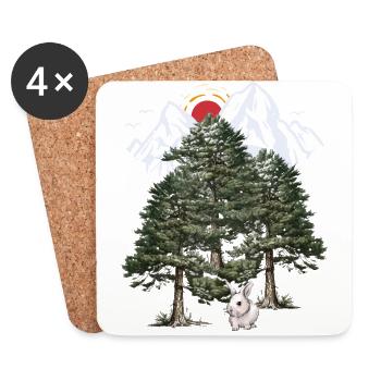 Alpes, Lapin, Hiver, Chute De Neige, Noël, Lapin - Dessous de verre (lot de 4) - blanc - Devant