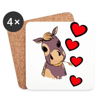 Poulain bébé cheval coeur enfant cadeau d’anniversaire - Dessous de verre (lot de 4) - blanc - Devant