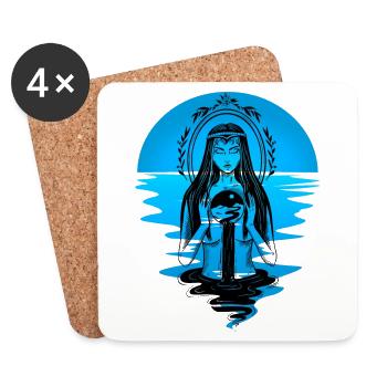 water, spirit, lake, goddess, nature, ocean, sea - Coasters (set of 4) - white - Front