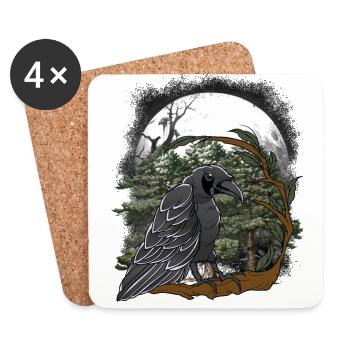 Waldbewohner Rabe Krähen Vogel Märchen Kind - Untersetzer (4er-Set) - Weiß - Vorne