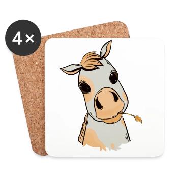 Poulain, Bébé, Cheval, Enfant, Cadeau D’anniversaire, Enfant - Dessous de verre (lot de 4) - blanc - Devant