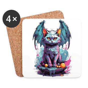 Pastel Goth Cat Dark Magic and Meow - Coasters (set of 4) - white - Front