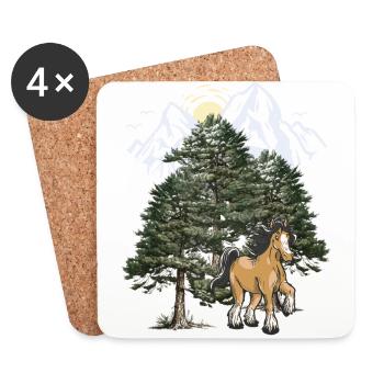Mountains, Mountains, Horse, Black Forest, Tyrol, Alps - Coasters (set of 4) - white - Front