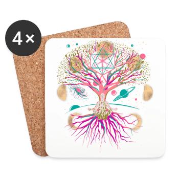 Moon Tree Meditation Meditate Universe Fantasy - Coasters (set of 4) - white - Front