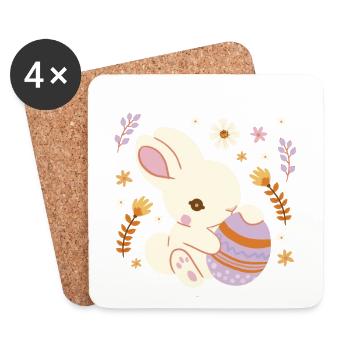 Oeufs de Pâques Oeuf de lapin de Pâques Enfant Bébé - Dessous de verre (lot de 4) - blanc - Devant