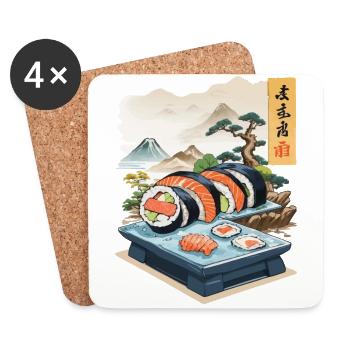 Japon Sushi Nourriture Streetwear Design Esthétique - Dessous de verre (lot de 4) - blanc - Devant