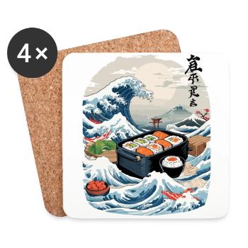 Japanische Sushi Ukiyo-E Kunst Aesthetic Design - Untersetzer (4er-Set) - Weiß - Vorne