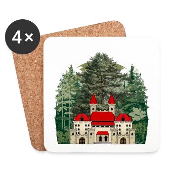Castle Fairytale Castle Fortress Middle Ages Real Estate - Coasters (set of 4) - white - Front