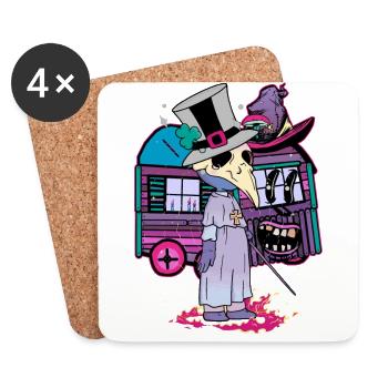 Zauberer Hexerei Hexen Fantasy Magie magisch Rabe - Untersetzer (4er-Set) - Weiß - Vorne