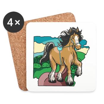 Pferd reiten Reiterin Reiter Kind Pony Kinder - Untersetzer (4er-Set) - Weiß - Vorne