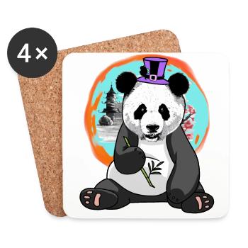Asien Panda Bär Hut Wildtiere Kinder China Kind - Untersetzer (4er-Set) - Weiß - Vorne