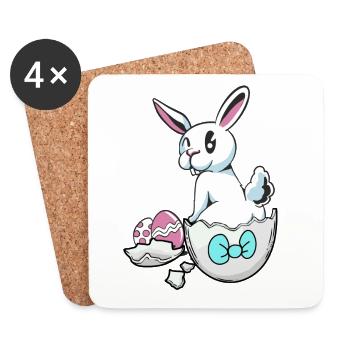 Pâques lapin coquille d’oeuf oeufs oeufs de Pâques oeufs d’enfant oeuf - Dessous de verre (lot de 4) - blanc - Devant