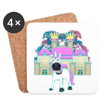 Castle King Fable Unicorn Fairy Tale Character Child Castle - Coasters (set of 4) - white - Front
