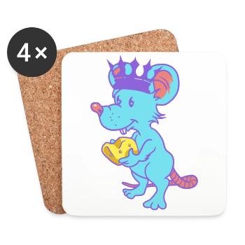 Rongeur, Rat, Fromage, Roi, Souris, Animaux Domestiques, Enfant - Dessous de verre (lot de 4) - blanc - Devant