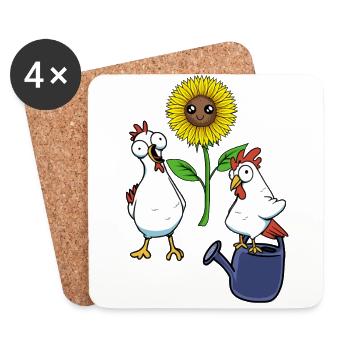 chickens, hobby gardener, gardening, gardening, flower - Coasters (set of 4) - white - Front