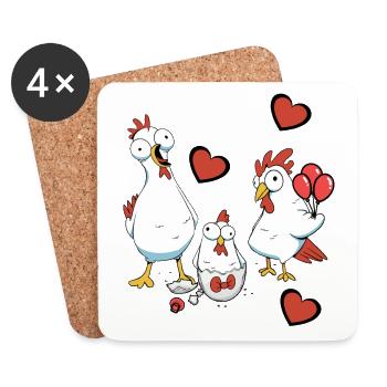 Pregnancy, Birth, Family, Chicken, Eggshell, Egg - Coasters (set of 4) - white - Front
