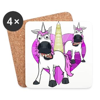 Unicorns Heart Unicorn Mythical Creature Birthday Child - Coasters (set of 4) - white - Front